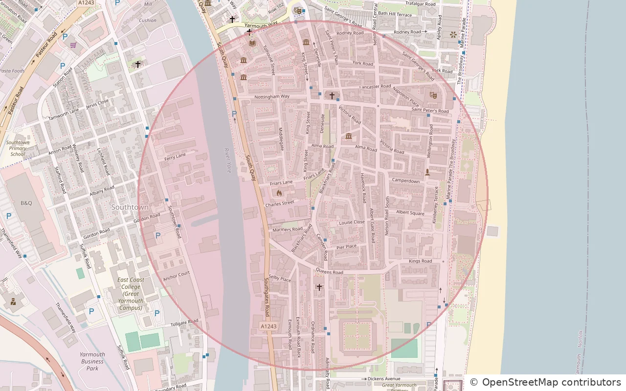 Mapa da zona de Great Yarmouth (área aproximada)